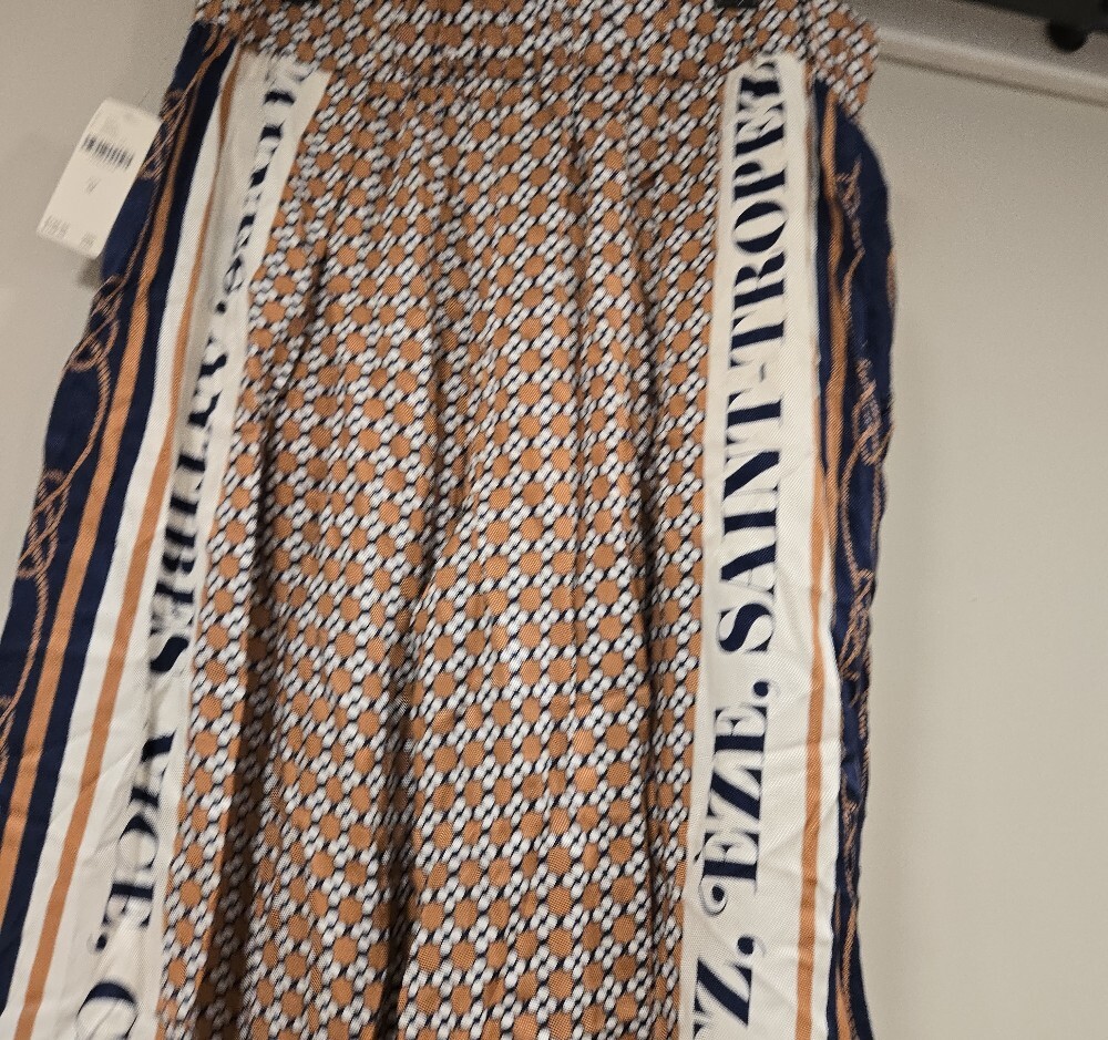 Maeve Tan and Navy Printed Wide-Leg Capris - Picture 3 of 4